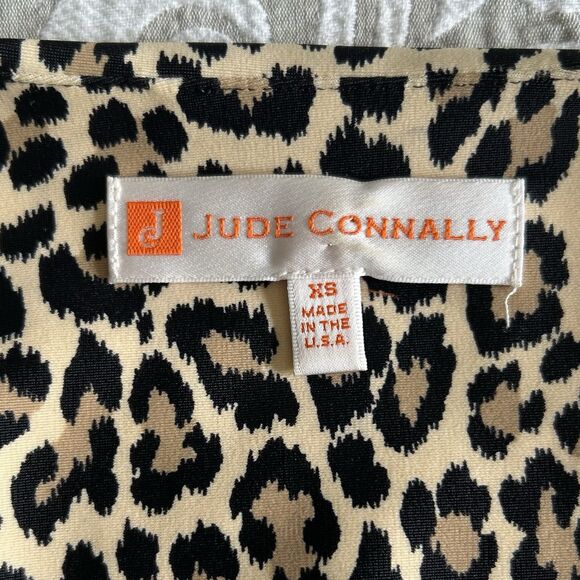 Jude Connally Dress Women XS Leopard Stretch USA Fitted Sabine Classic Polished - Picture 2 of 11